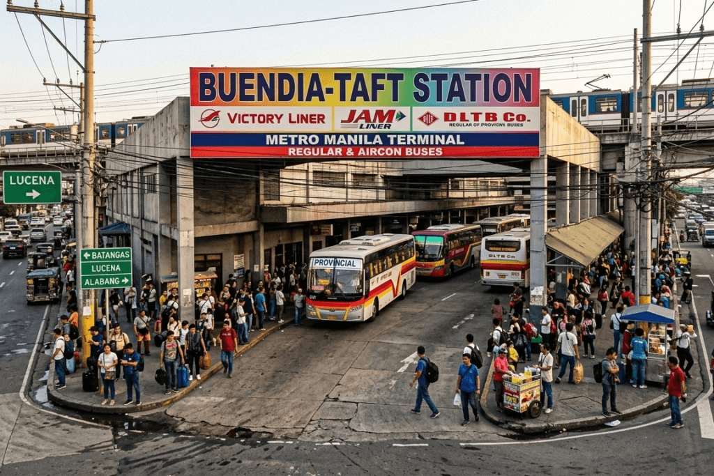 Buendia-Taft Bus Terminals bound to Batangas, Laguna, and Quezon along Gil Puyat corner Taft avenue Philippines