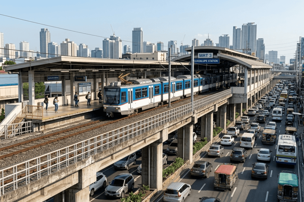 the MRT 3 (Blue Line) is one of the most efficient ways to travel across Metro Manila, as it runs directly along the EDSA highway, bypassing the heavy road traffic.