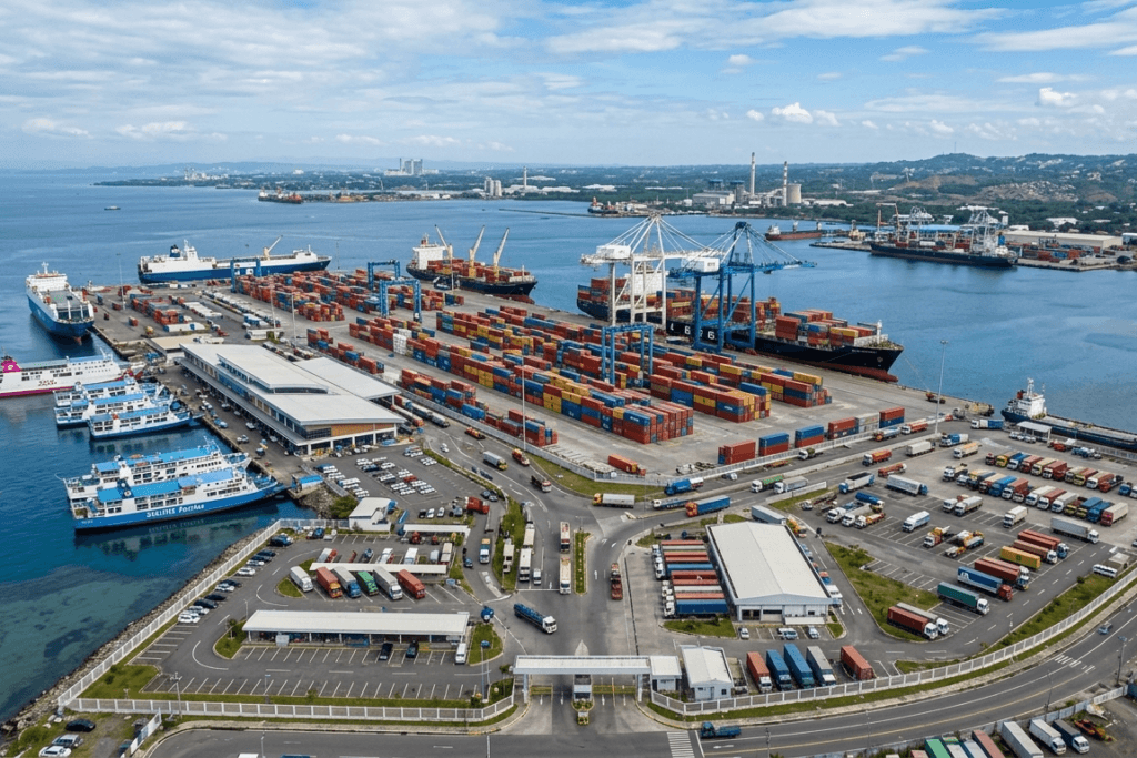 The Batangas pier drone shot. Tt is located in Batangas City and serves as one of the busiest port in the Philippines. Batangas city transit and infrastructure