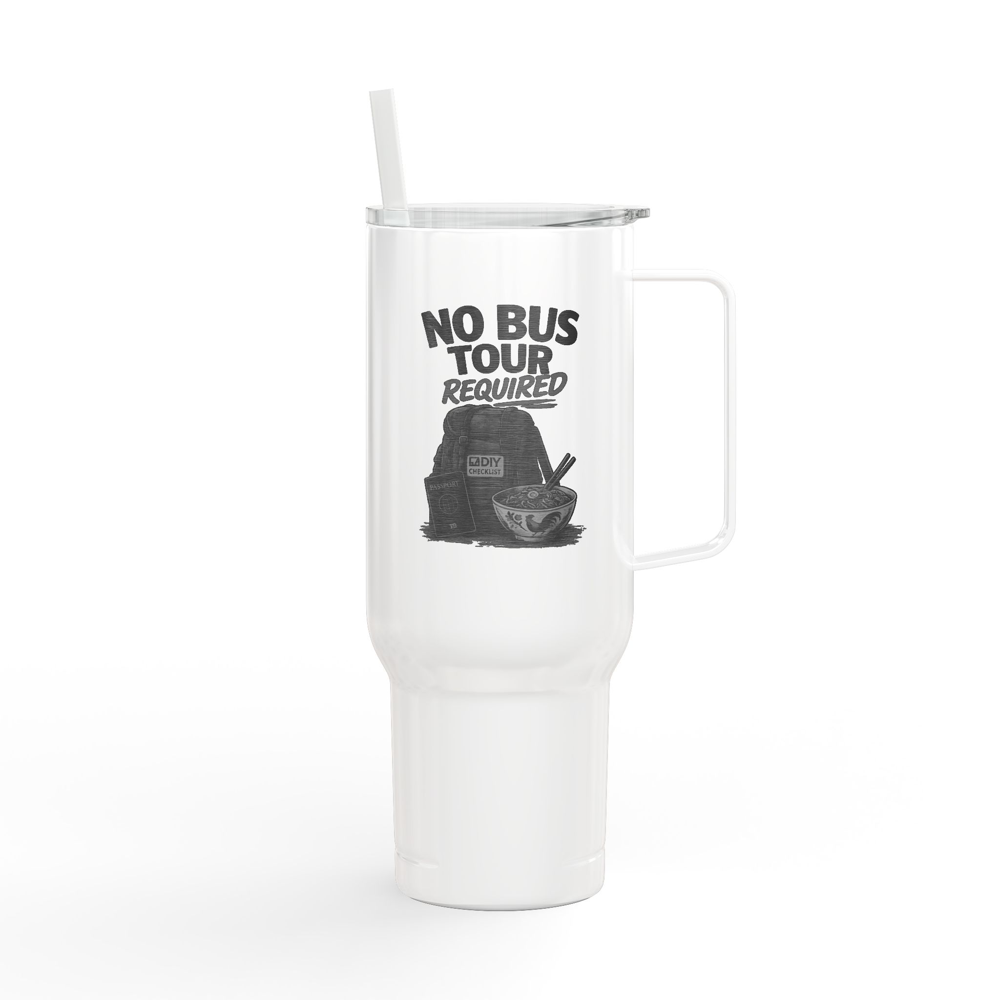 40oz Engraved Travel Tumbler - "Solo Traveler" Adventure Mug with Lid & Straw - Image 4
